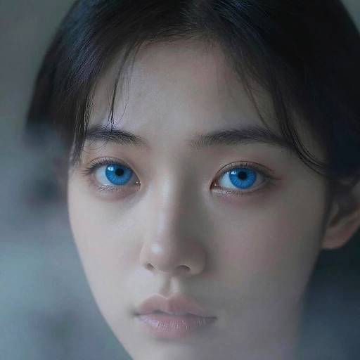 Surreal Blue-Eyed Nude in Mist