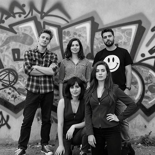 Urban Portraits Against Graffiti Backdrop