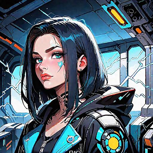 Afrofuturist Mech Pilot in Glowing Hoodie