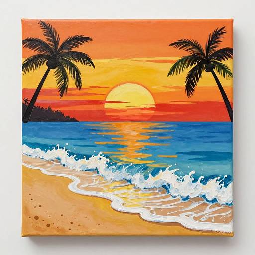 Vibrant Acrylic Beach Sunset