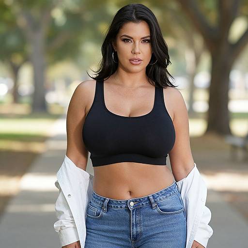 Confident Curvy Woman in Park