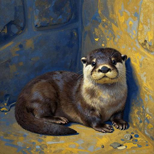 Surreal Otter Pup in Deep Hues
