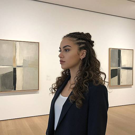Elegant Woman in Modern Art Gallery