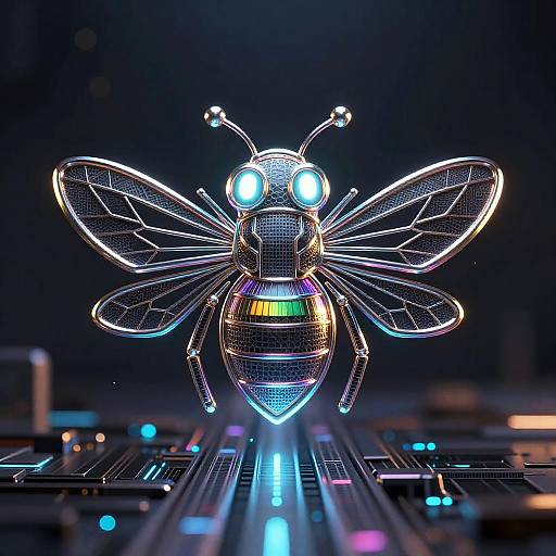 Symmetrical Quantum Nano Bee Emblem