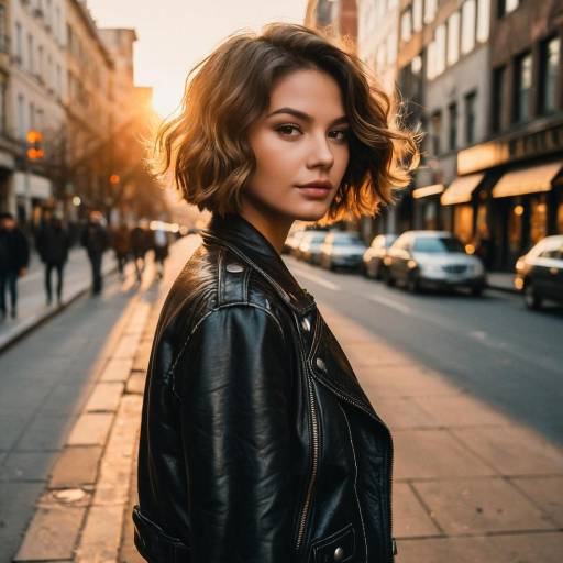 Vintage Wavy Bob in Sunset Cityscape Vintage Wavy Bob in Sunset Cityscape