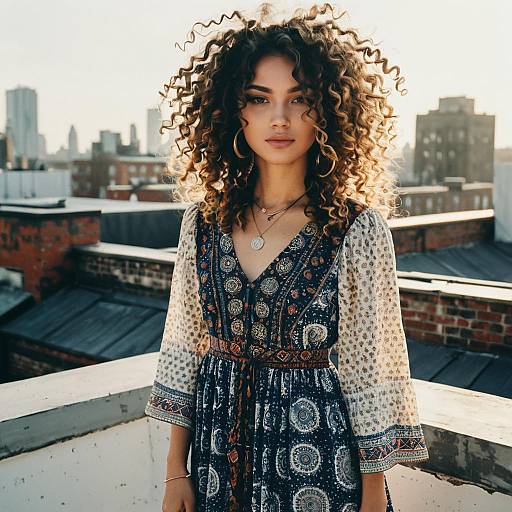 Boho Spiral Curls Rooftop Editorial
