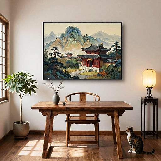 Serene East Asian Indoor Mountain View