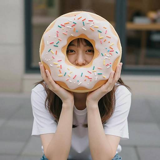 Whimsical Portrait Through Donut Frame