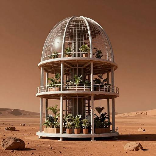 Three-Story Vertical Farming Dome on Mars