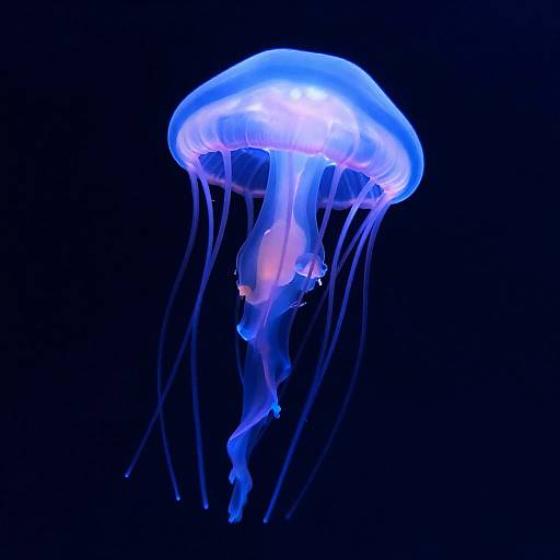3D Bioluminescent Jellyfish in Blues and Purples