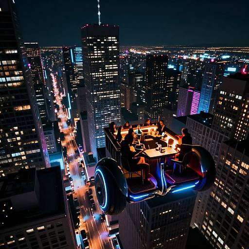 Neon Nocturnal Metropolis Hoverbike View