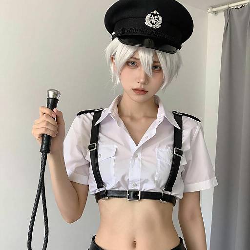 Edgy Portrait with Black Whip