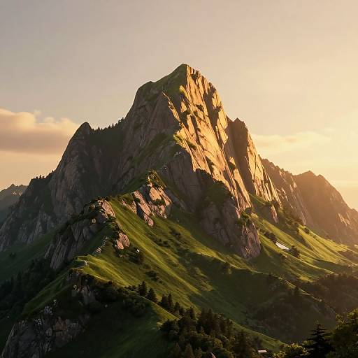 Majestic 3D Mountain at Sunset