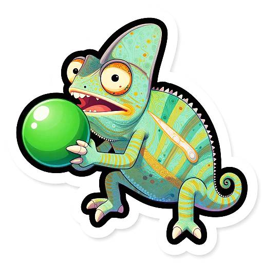 Playful Chameleon Cartoon Sticker