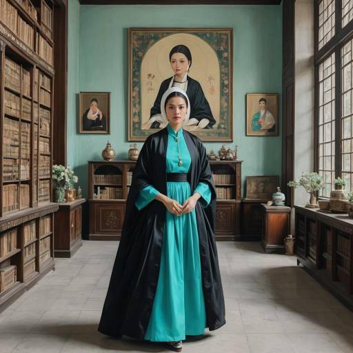 Bollywood-Inspired Nun in Old Library