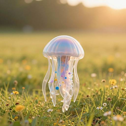 Child Soaring on Ethereal Jellyfish