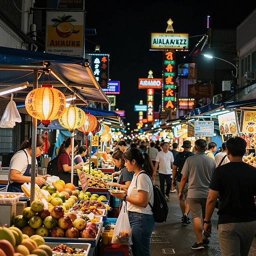Vibrant Asian Night Market Scene