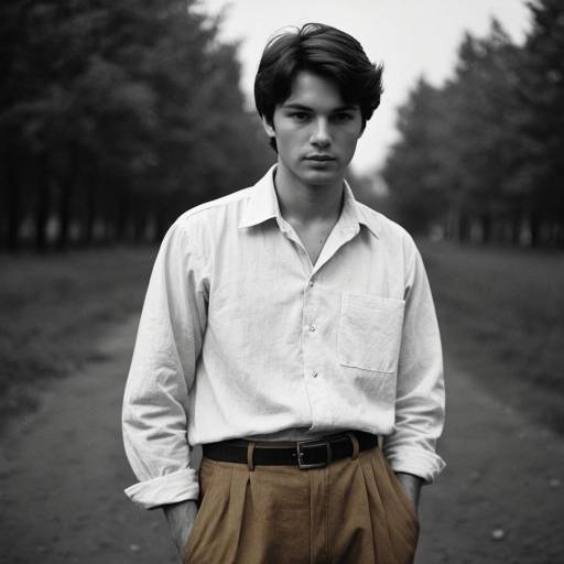 Portrait of Young Man in 1960s Soviet-style Casual Clothing