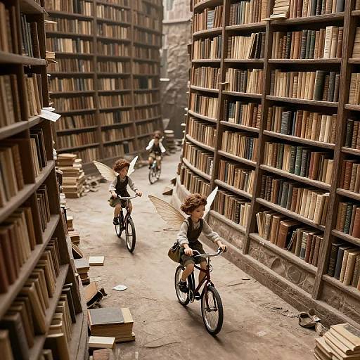 Winged Librarians in Book Canyons