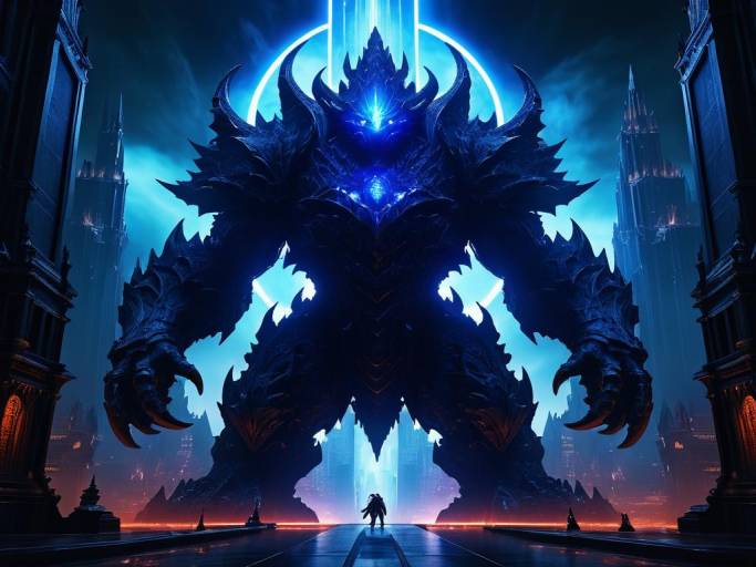 Immense Kaiju Creature Over Gothic City