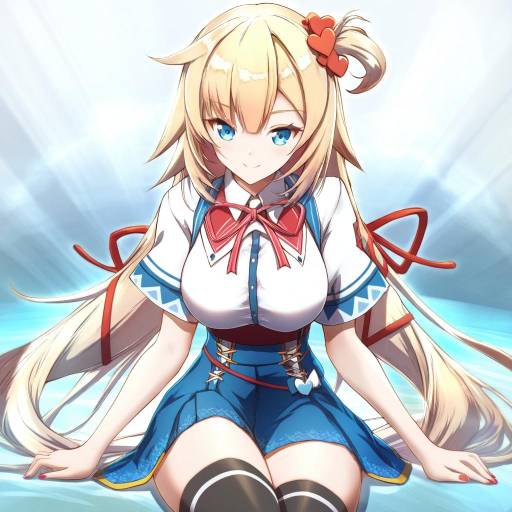 Illustration of Akai haato (1st costume), hololive in the style of Clear glass (mildmild1311)