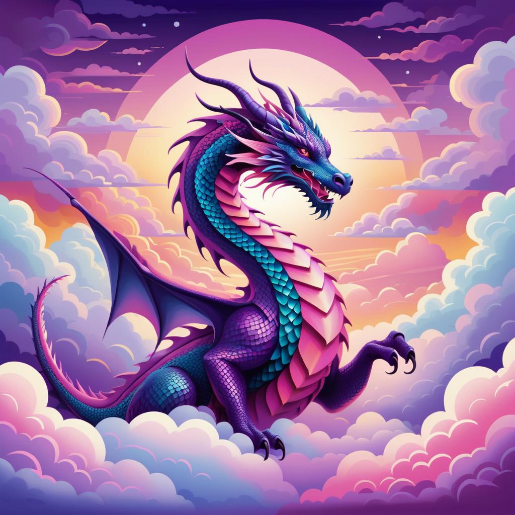 Mystical Dragon Weaving Through Twilight Clouds