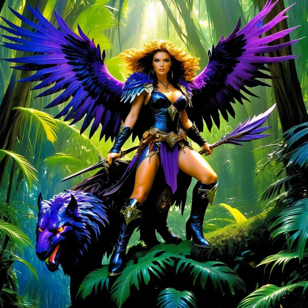 Heroic Fantasy Sorceress on Giant Eagle