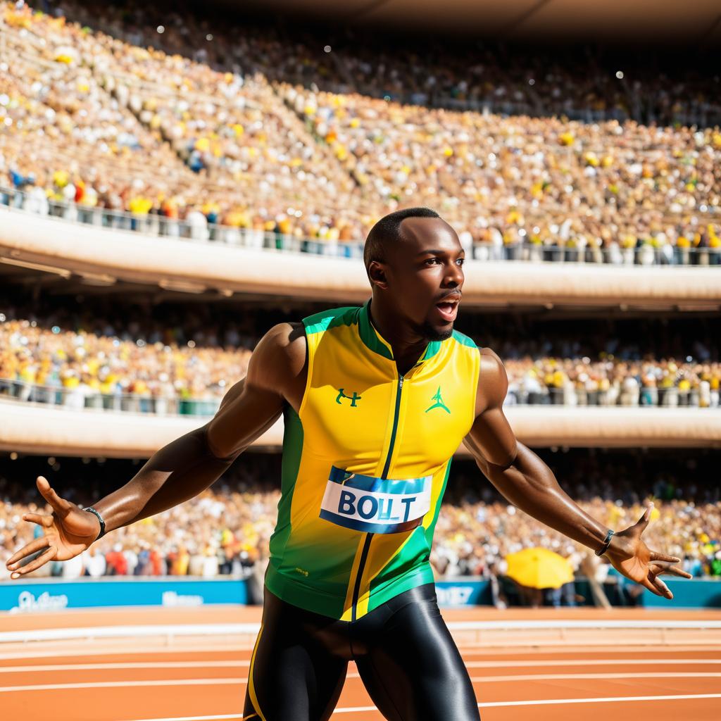 Dynamic Portrait of Usain Bolt in Coliseum