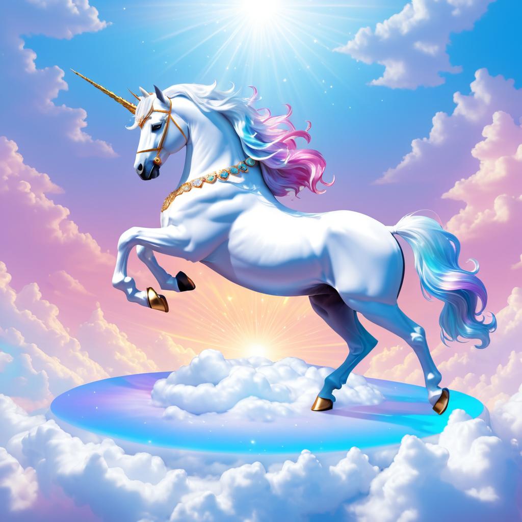 Majestic Unicorn on Cloudy Bed