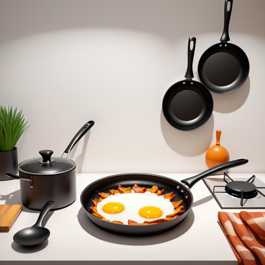 Determined Frying Pan in Minimalist Kitchen