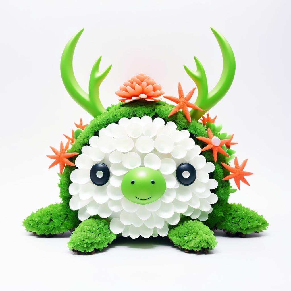 Kawaii Turtle with Seaweed Antlers