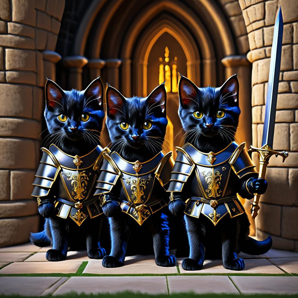 Adventurous Knight Kittens in Medieval Castle