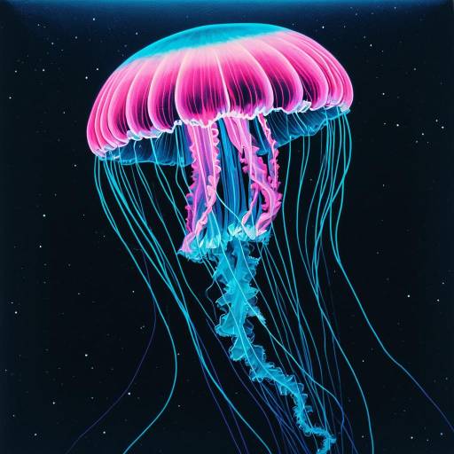 Neon Jellyfish in Warhol Style Art