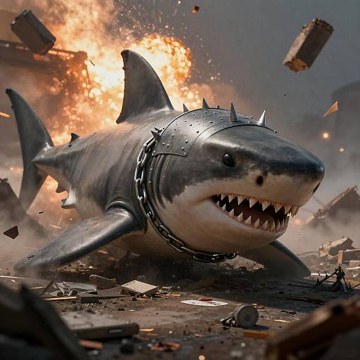 Armored Shark Creature in Ruins