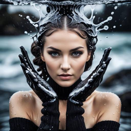 Surreal Woman Portrait with Black Liquid