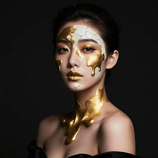 Surreal Femme Fatale with Melting Gold