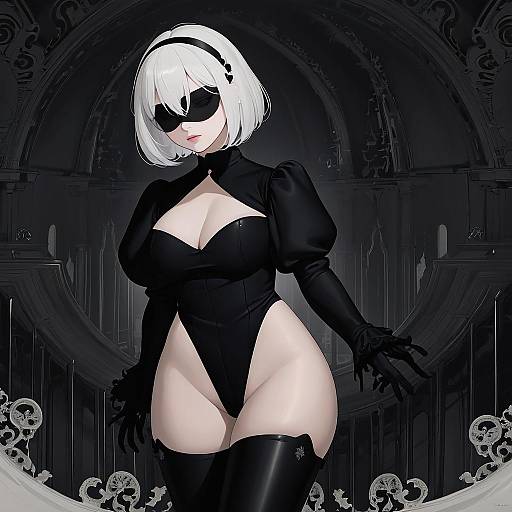Illustration of 2b (nier:automata), nier (series) in the style of Abbystea