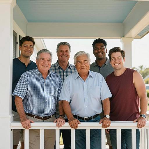 Group of Men on Porch