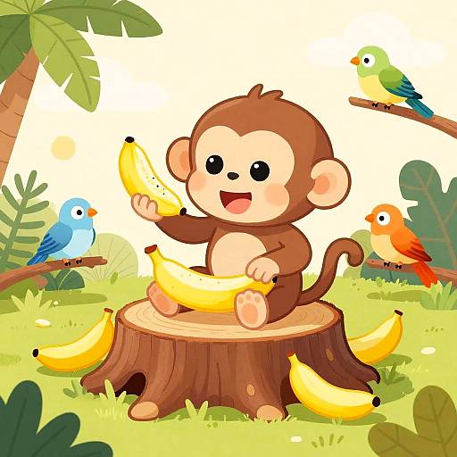 Pepe Monkey Banana Feast Cartoon