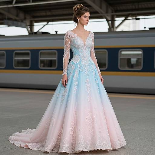 Elegant Bride in Vibrant Wedding Dress