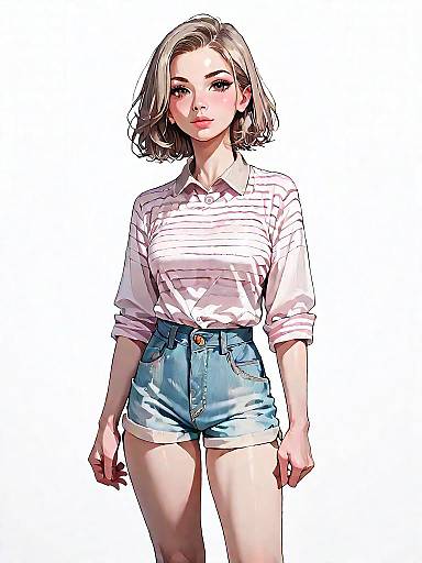 Casual Streetwear Girl in Comics Style