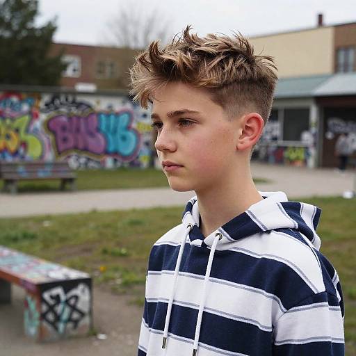 Textured Crop Hairstyle in Urban Park