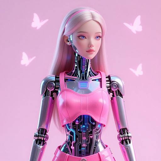 Futuristic Barbie in Cybernetic Neon