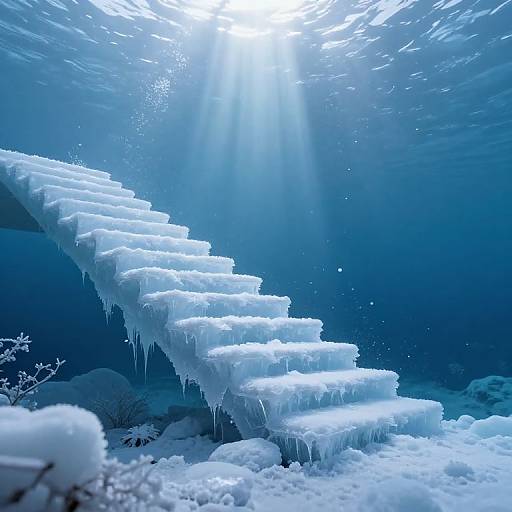 Ethereal Ice Staircases Beneath Ocean