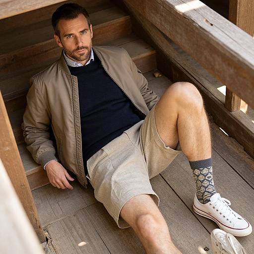 Man in Casual Nautical Outfit Outdoors