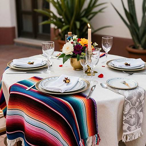 Vintage Mexican Textile Table Setting
