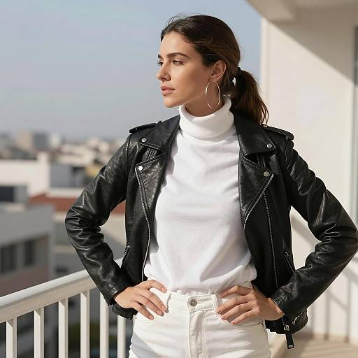 Chic Woman by the City Window