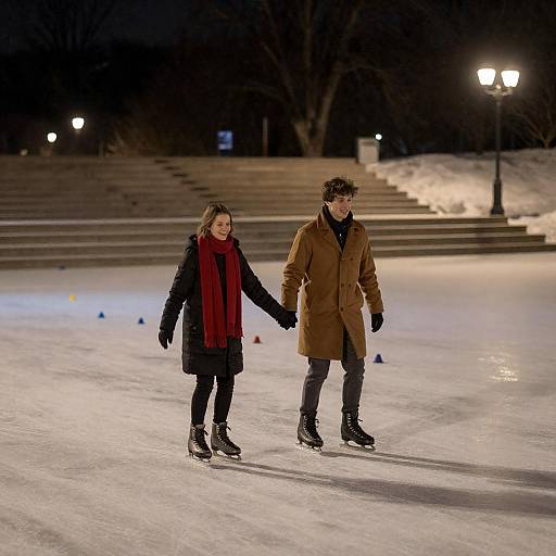Romantic Night Ice Skating Scene
