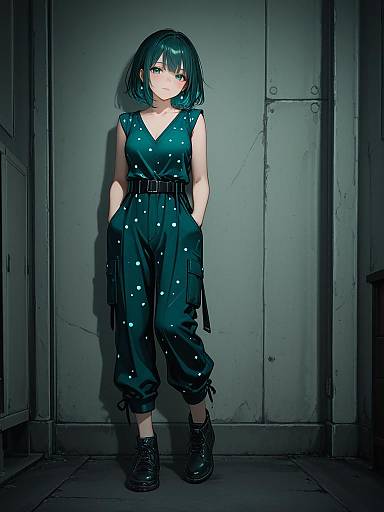 Elegant Anime Fashion in Warm Lighting