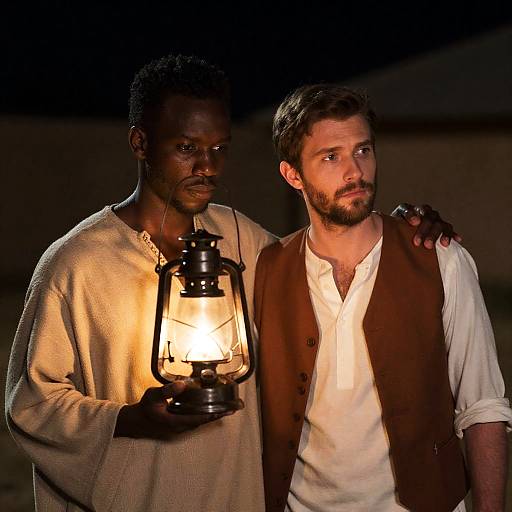 Nighttime Portrait of Two Friends